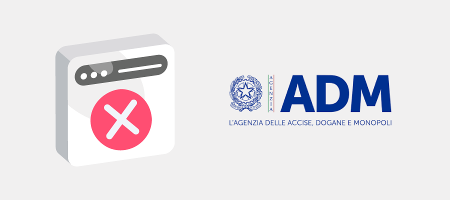 Logo ADM e simbolo di divieto